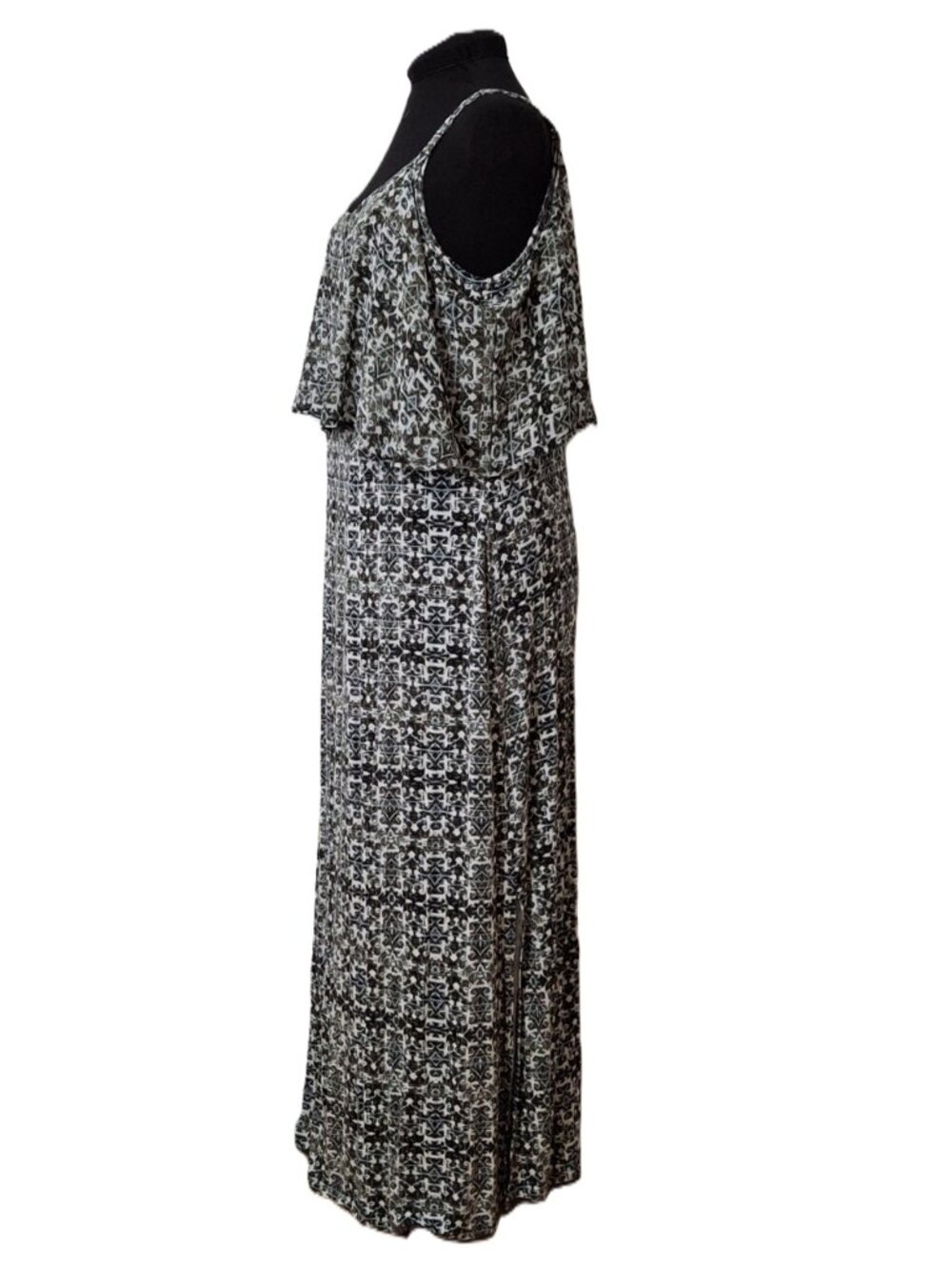 Plus 1x Chiffon Flounce Ruffle Summer Beachy Maxi Dress Aqua Blue Brown Strappy